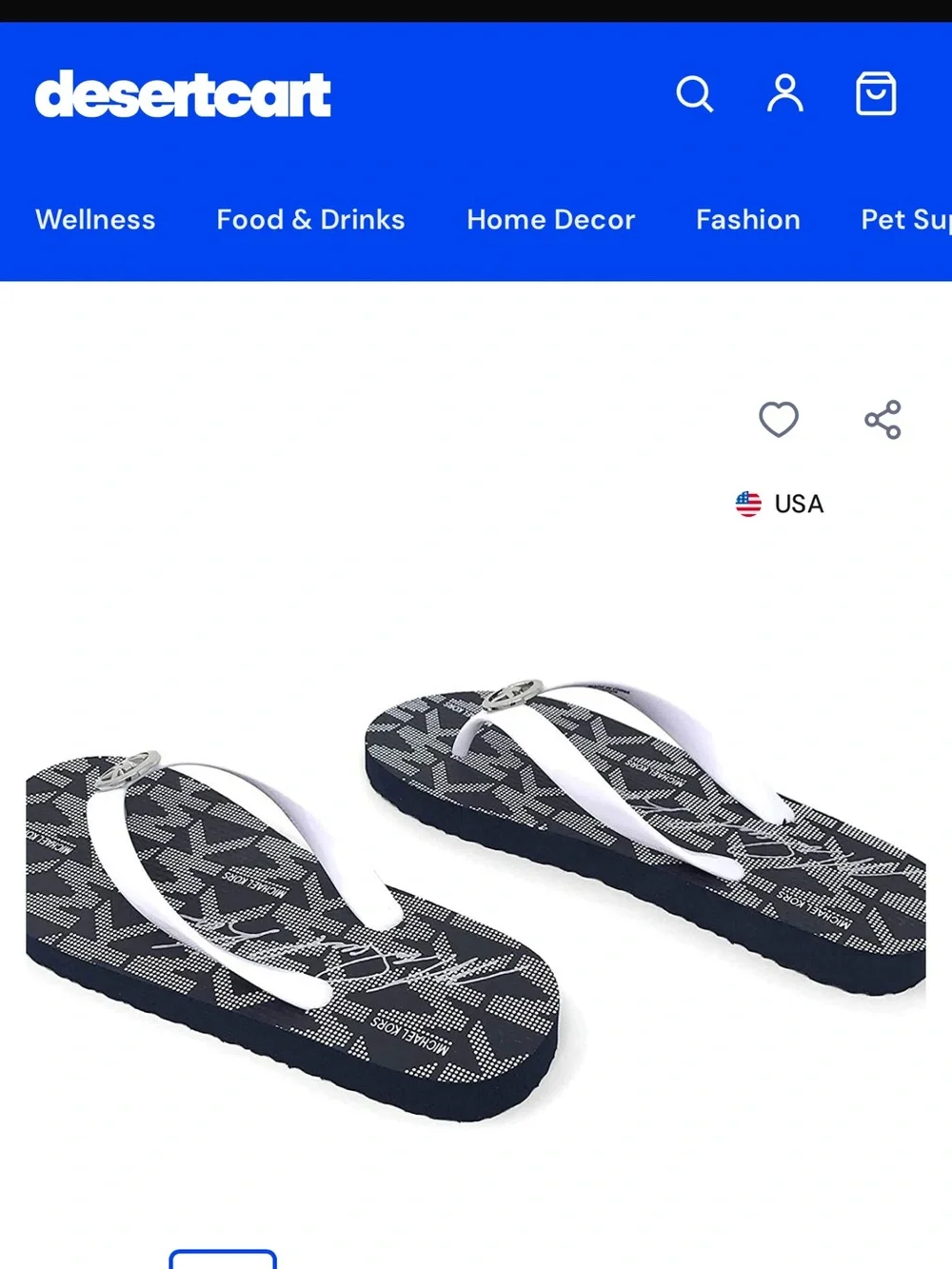 Michael Kors Navy Logo Kids Flip Flops with White Straps